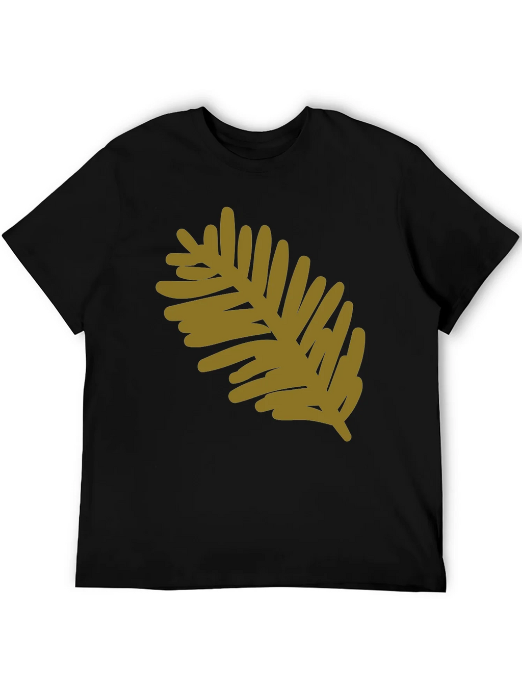 Modern Leaf Design Black Cotton T-Shirt product image 5
