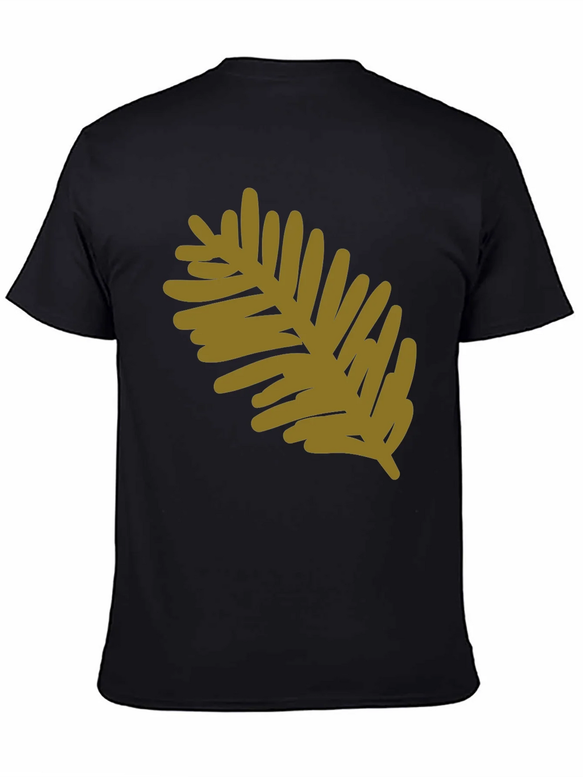 Modern Leaf Design Black Cotton T-Shirt product image 4