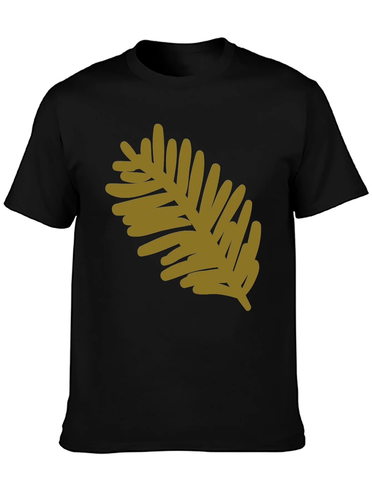 Modern Leaf Design Black Cotton T-Shirt product image 3