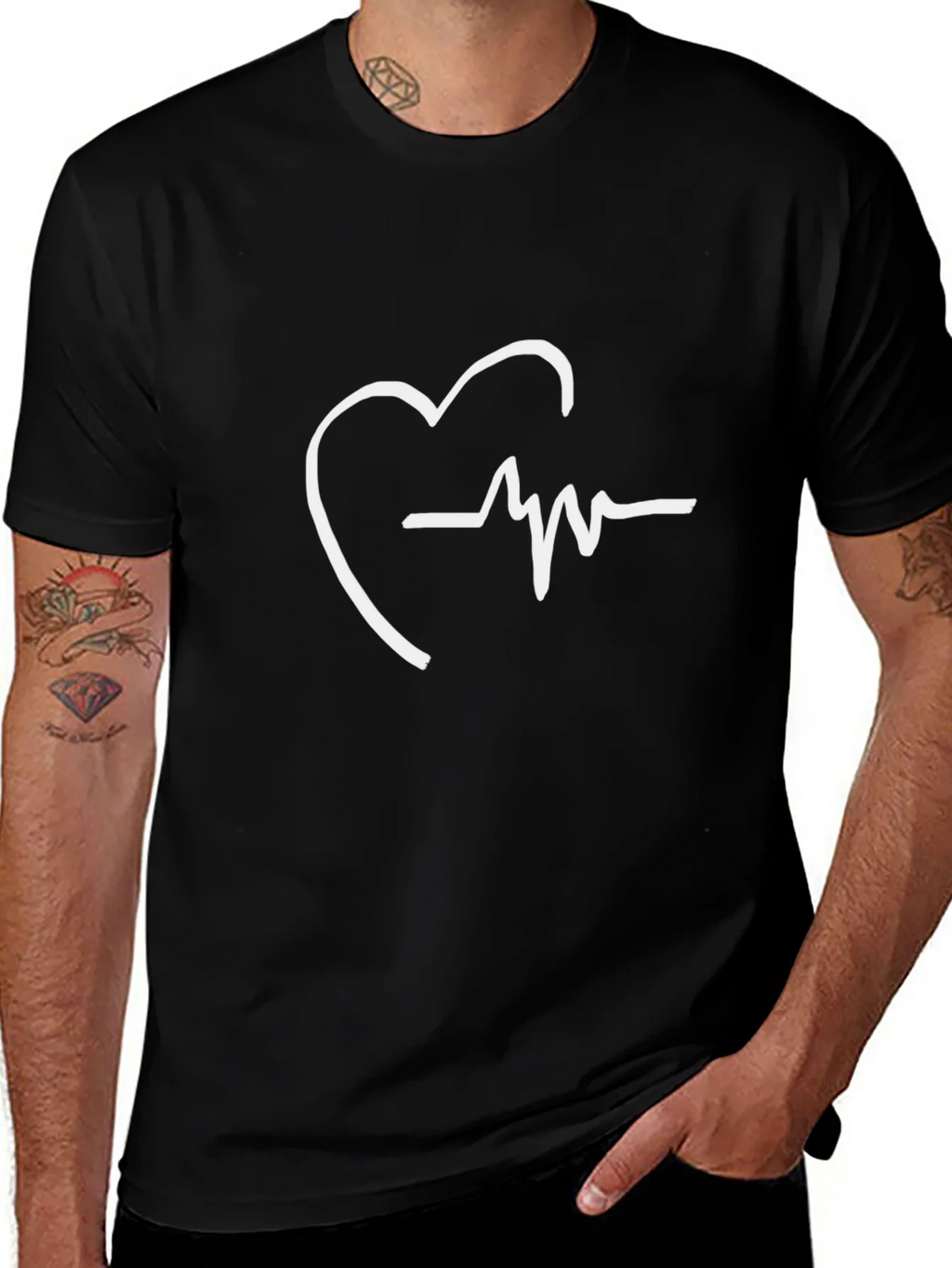 Heartbeat Graphic Tee - Stylish Black T-Shirt product image 1