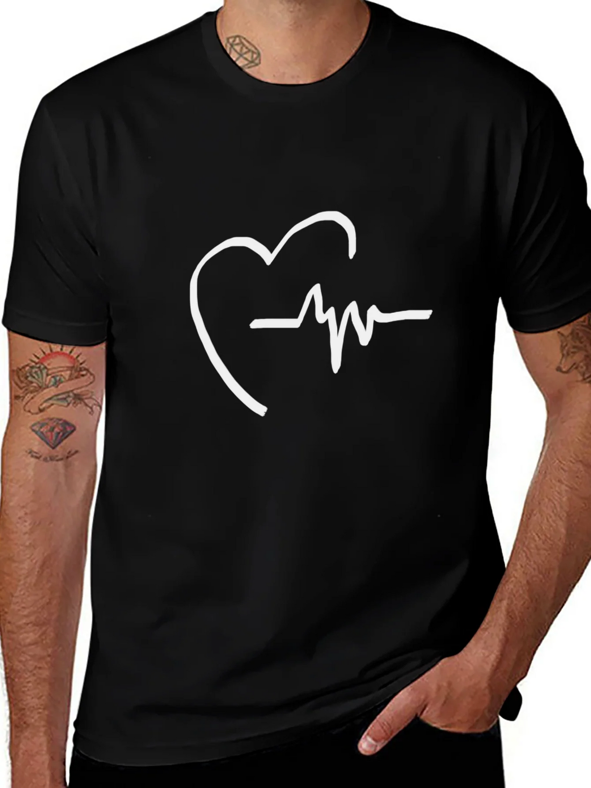 Heartbeat Graphic Tee - Stylish Black T-Shirt product image 1