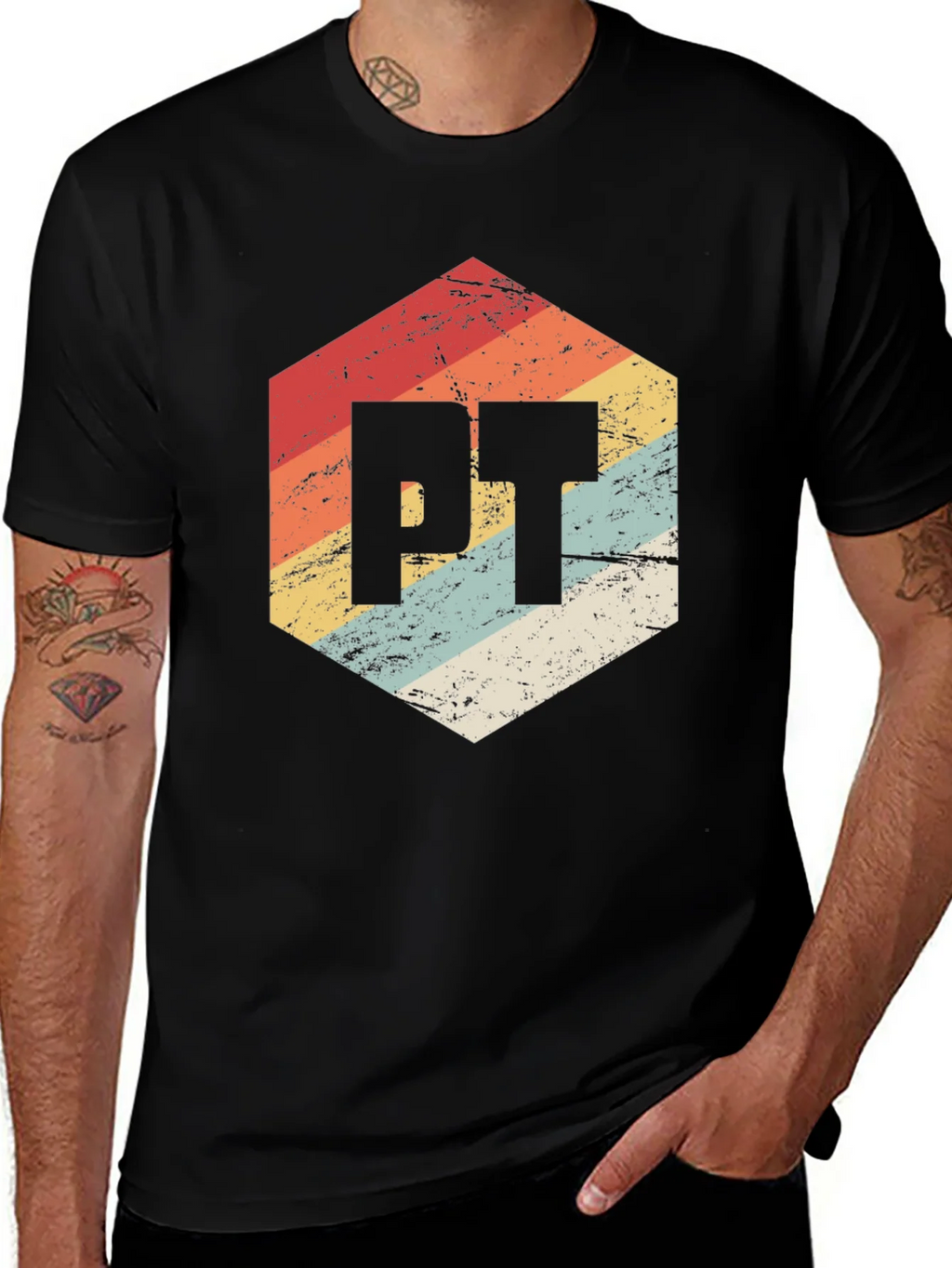 Retro PT Hexagon Black T-Shirt product image 1