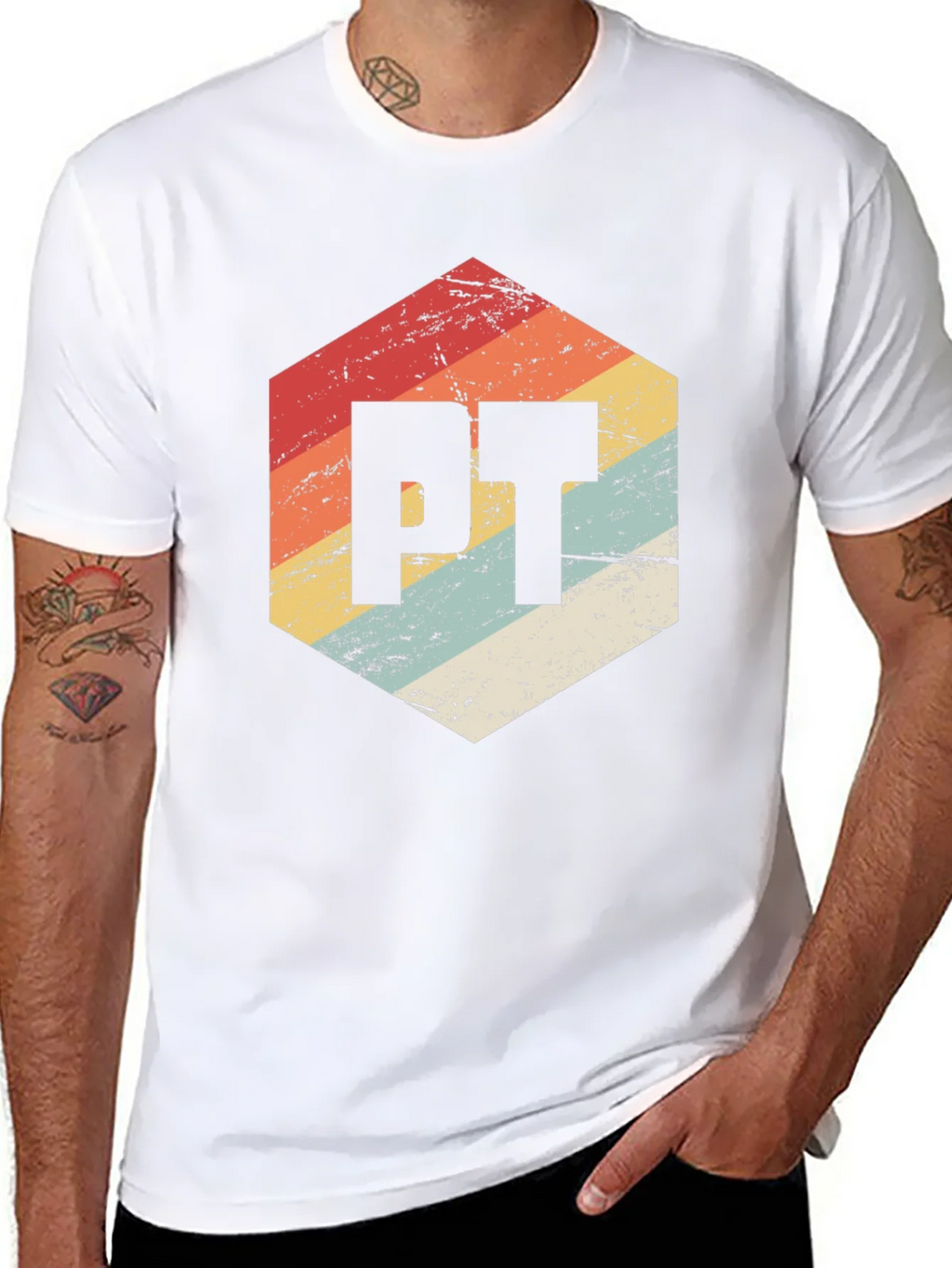 Retro PT Hexagon Black T-Shirt product image 7