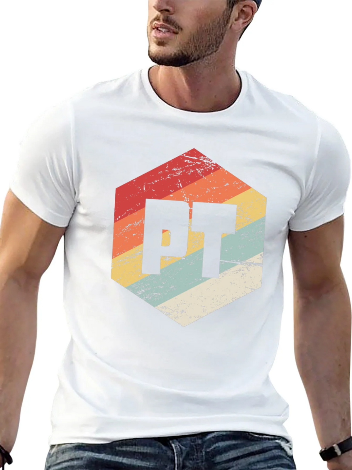 Retro PT Hexagon Black T-Shirt product image 12