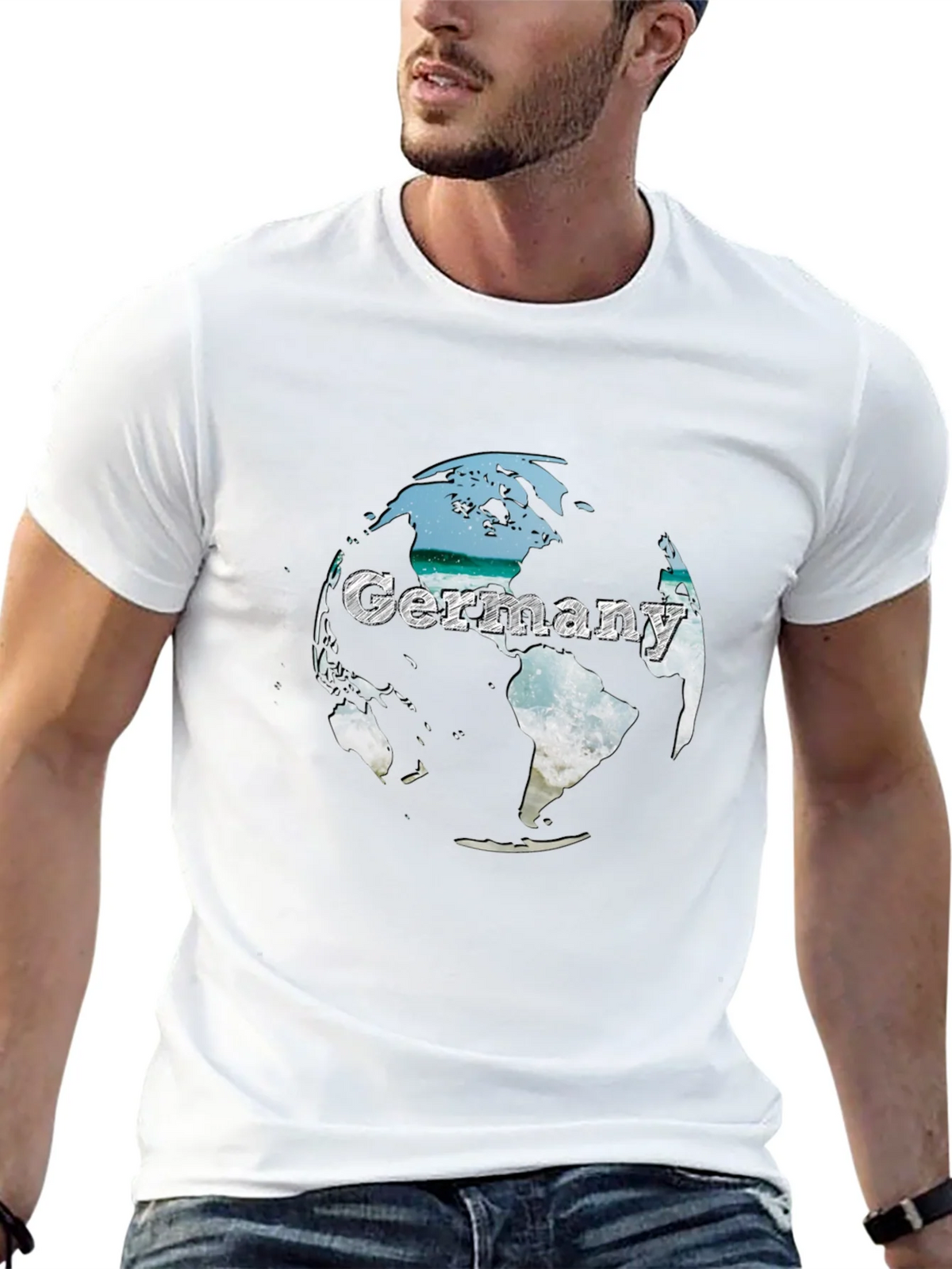 Germany Globe Graphic Tee - Black Crew Neck T-Shirt product image 12