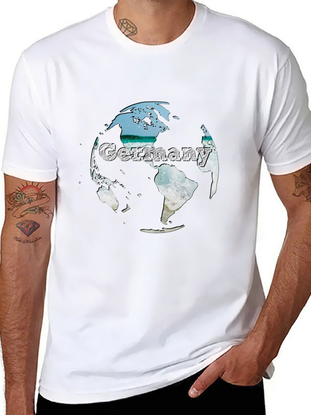 Germany Globe Graphic Tee - Black Crew Neck T-Shirt product image 7