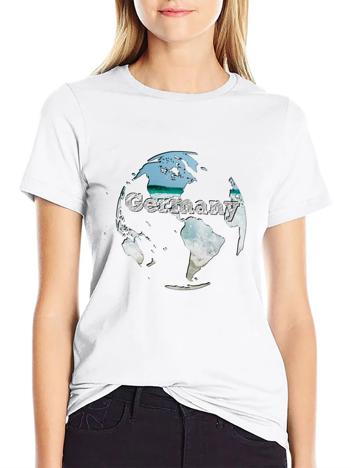 Germany Globe Graphic Tee - Black Crew Neck T-Shirt product image 8