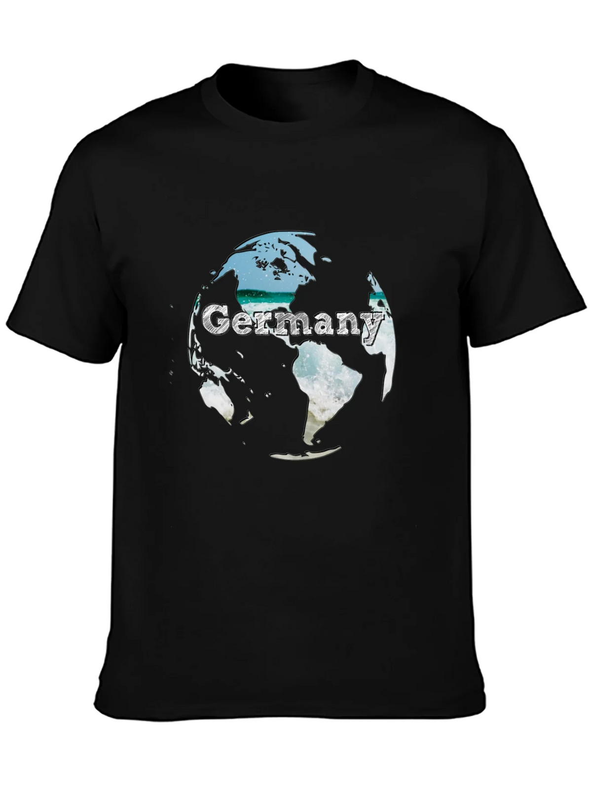Germany Globe Graphic Tee - Black Crew Neck T-Shirt product image 3