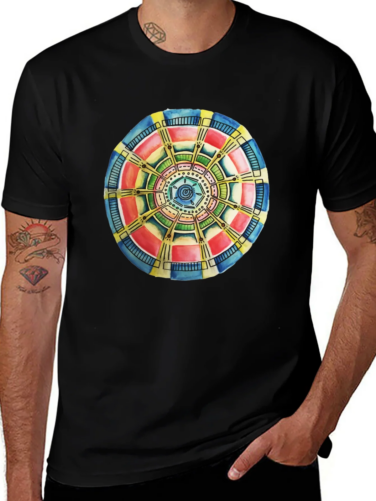 Abstract Mandala Graphic Tee - Black Cotton Comfort product image 1