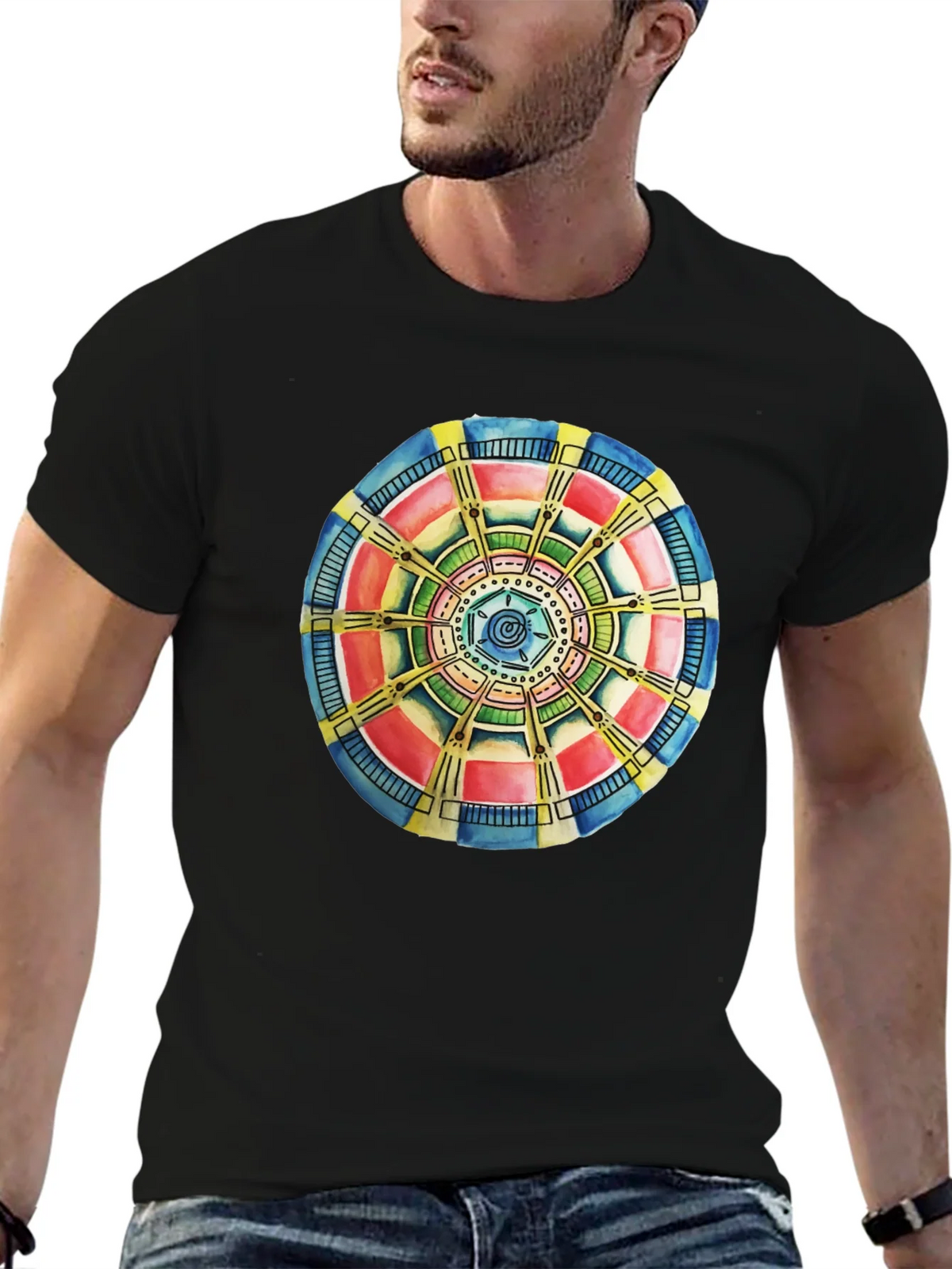 Abstract Mandala Graphic Tee - Black Cotton Comfort product image 6