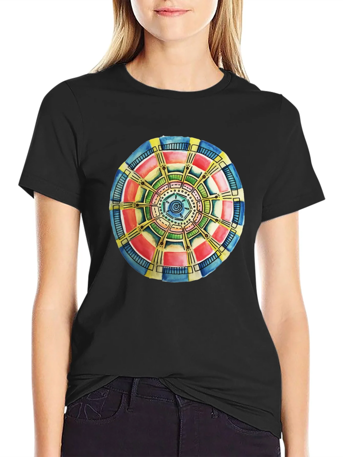 Abstract Mandala Graphic Tee - Black Cotton Comfort product image 2