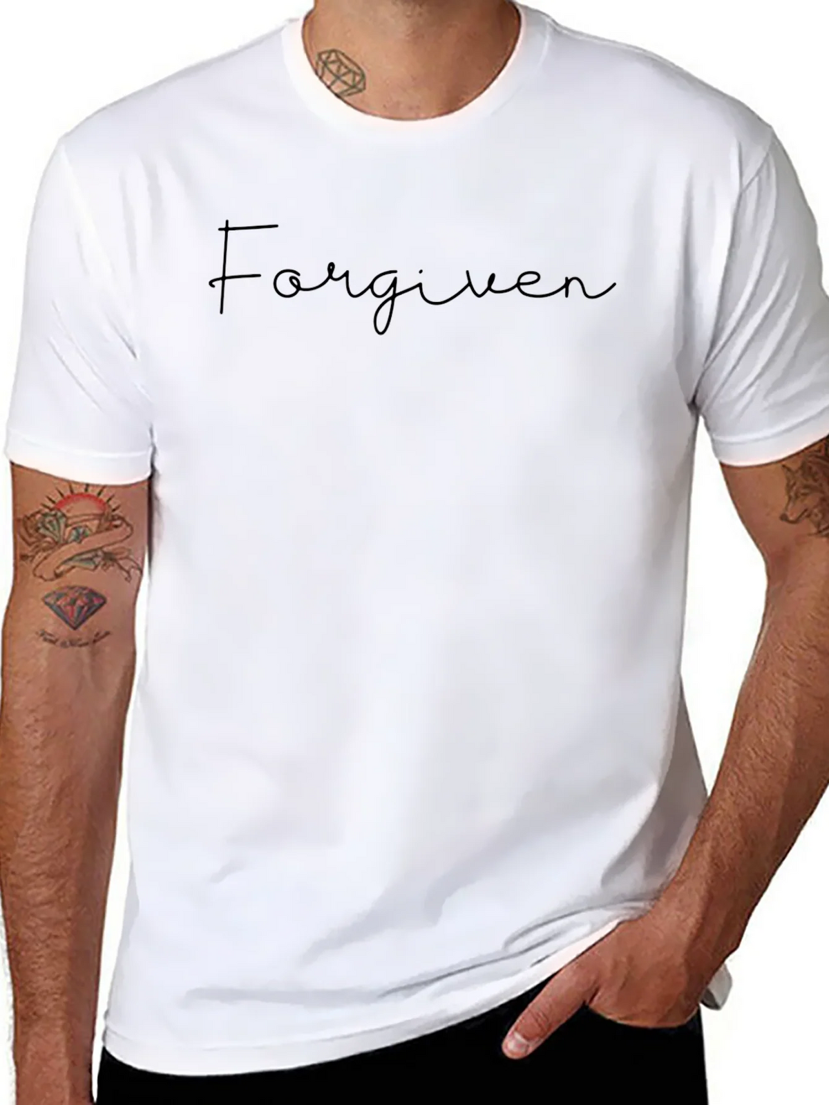 Forgiven Script Black Graphic T-Shirt product image 7