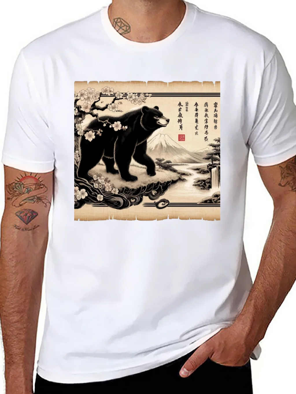 Japanese Bear Print T-Shirt product image 7