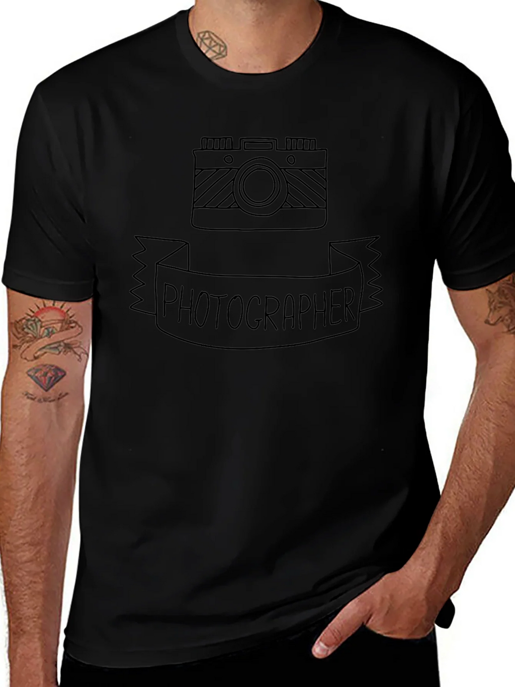 Photographer Camera Graphic Tee - Black Crewneck T-Shirt product image 1