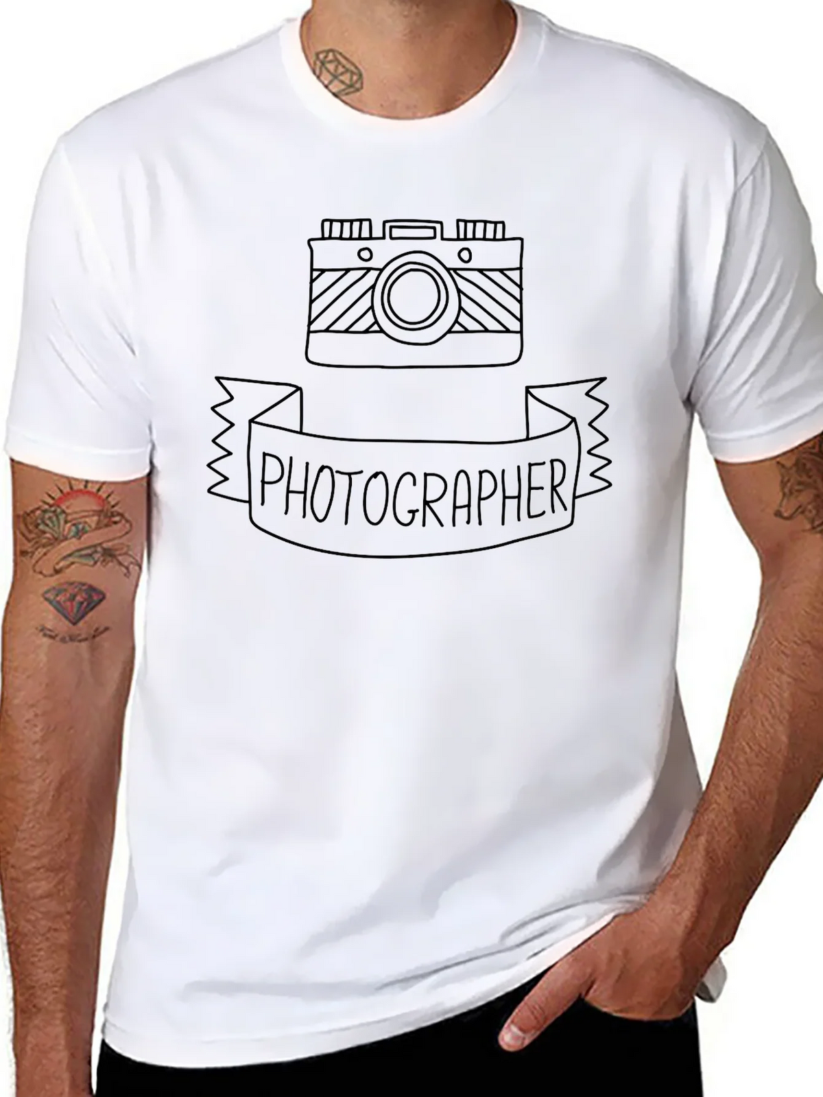 Photographer Camera Graphic Tee - Black Crewneck T-Shirt product image 7