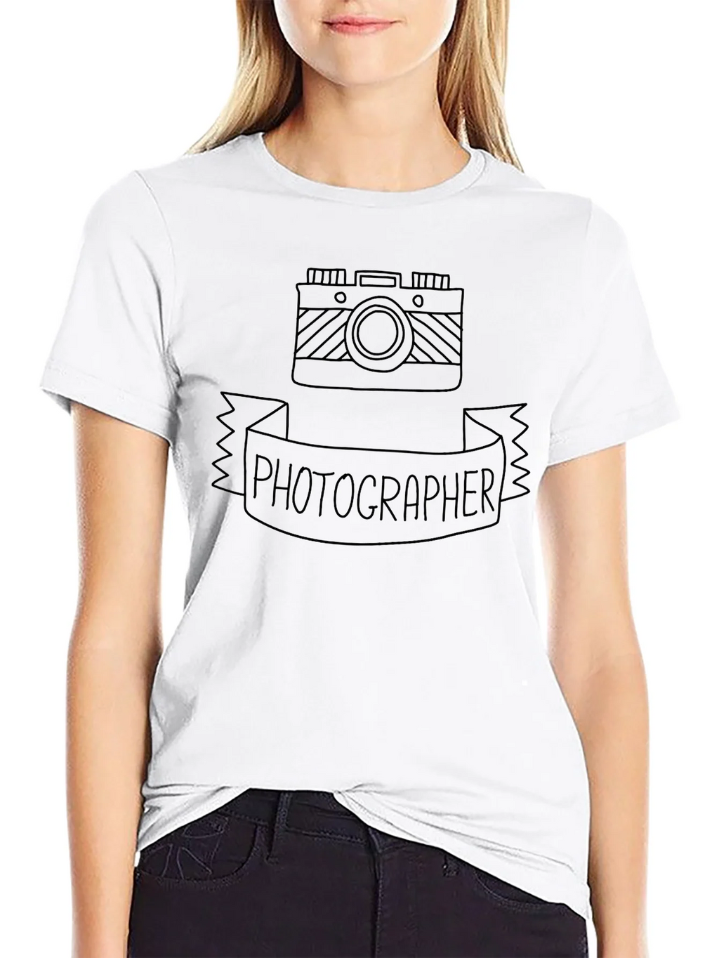 Photographer Camera Graphic Tee - Black Crewneck T-Shirt product image 8