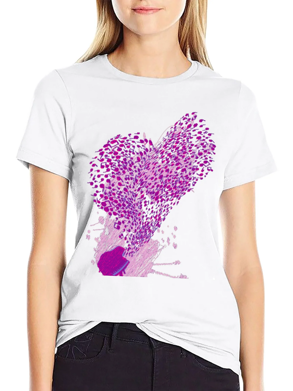 Abstract Purple Print Black T-Shirt product image 8