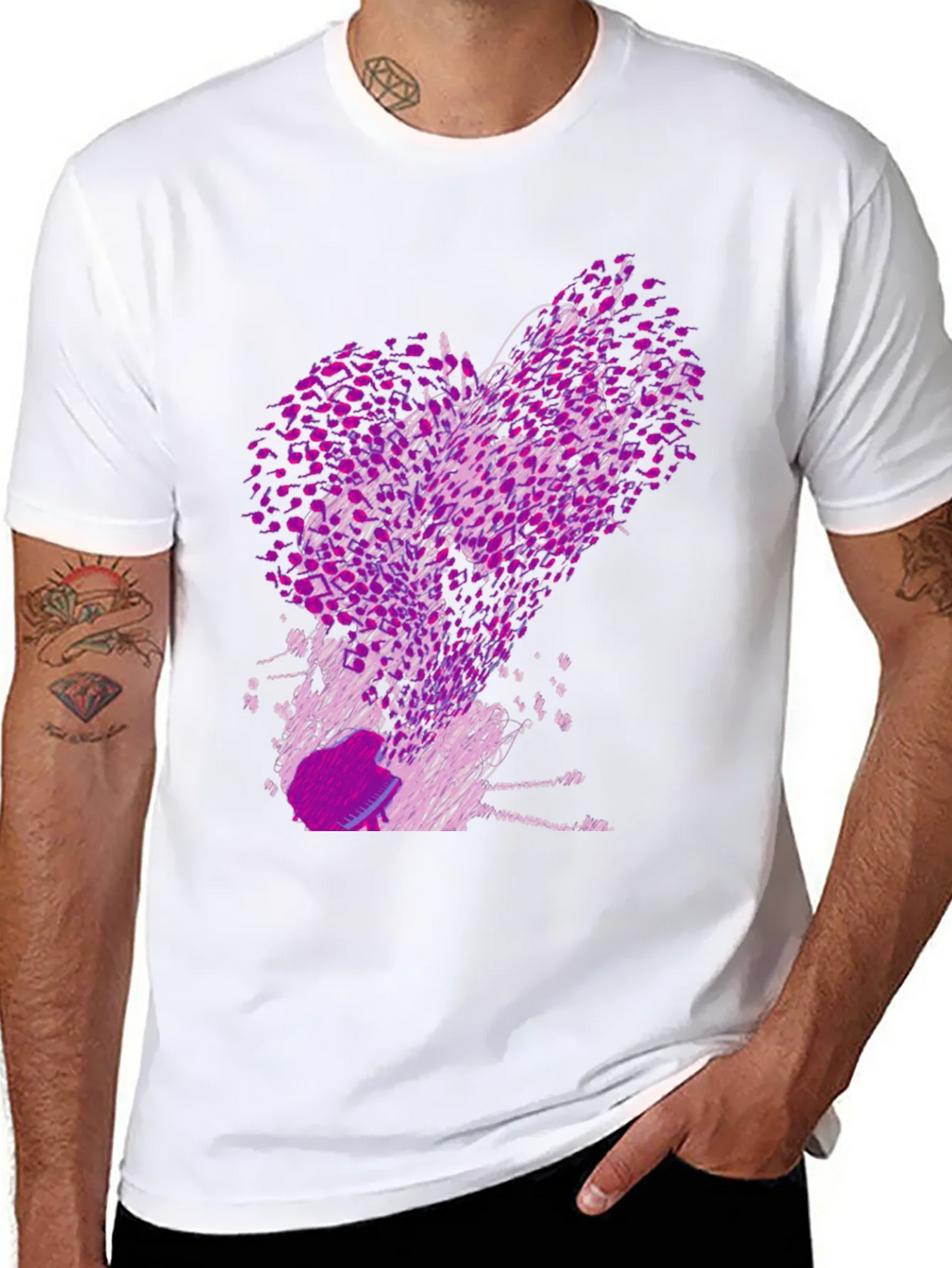Abstract Purple Print Black T-Shirt product image 7