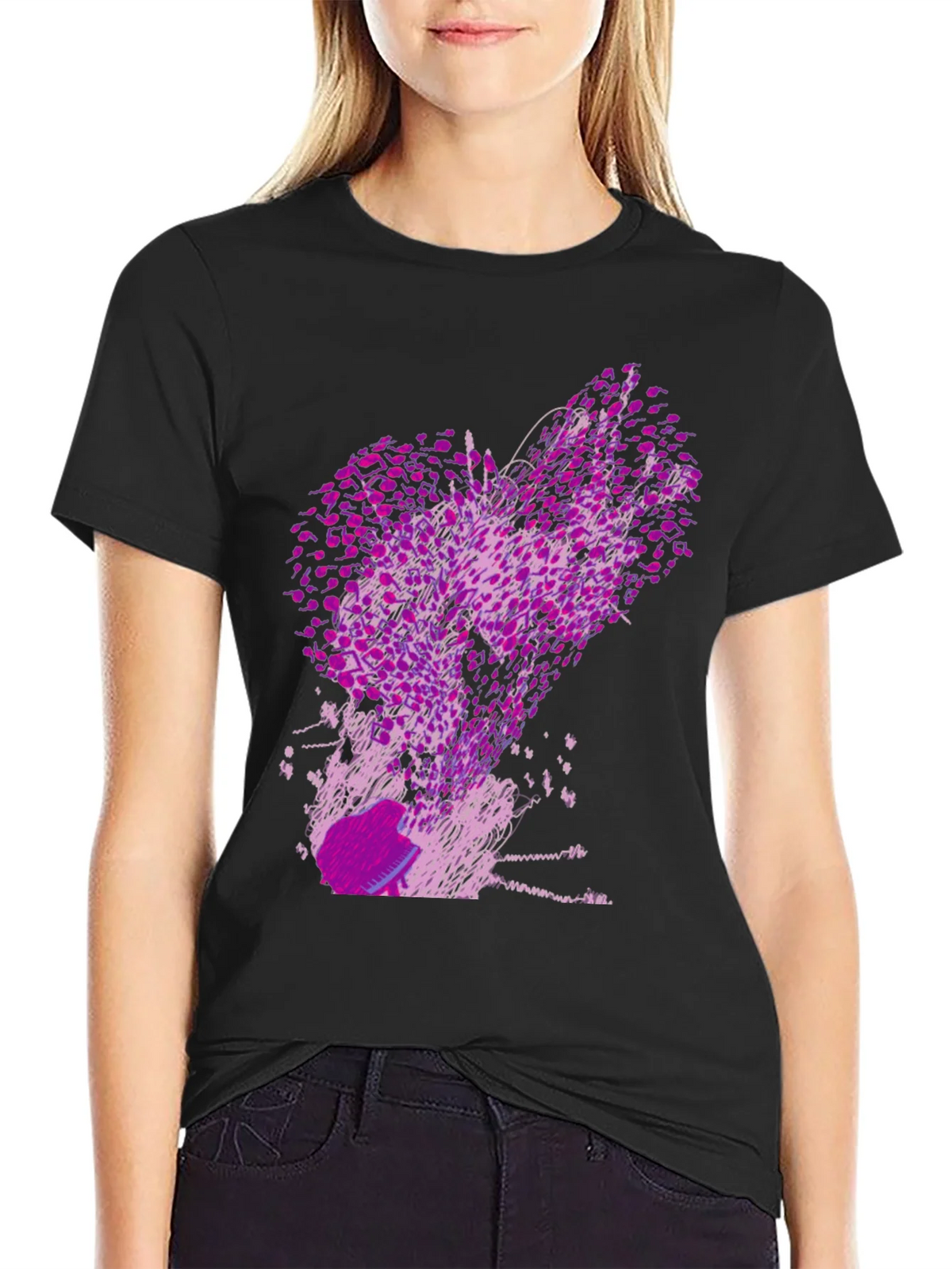 Abstract Purple Print Black T-Shirt product image 2