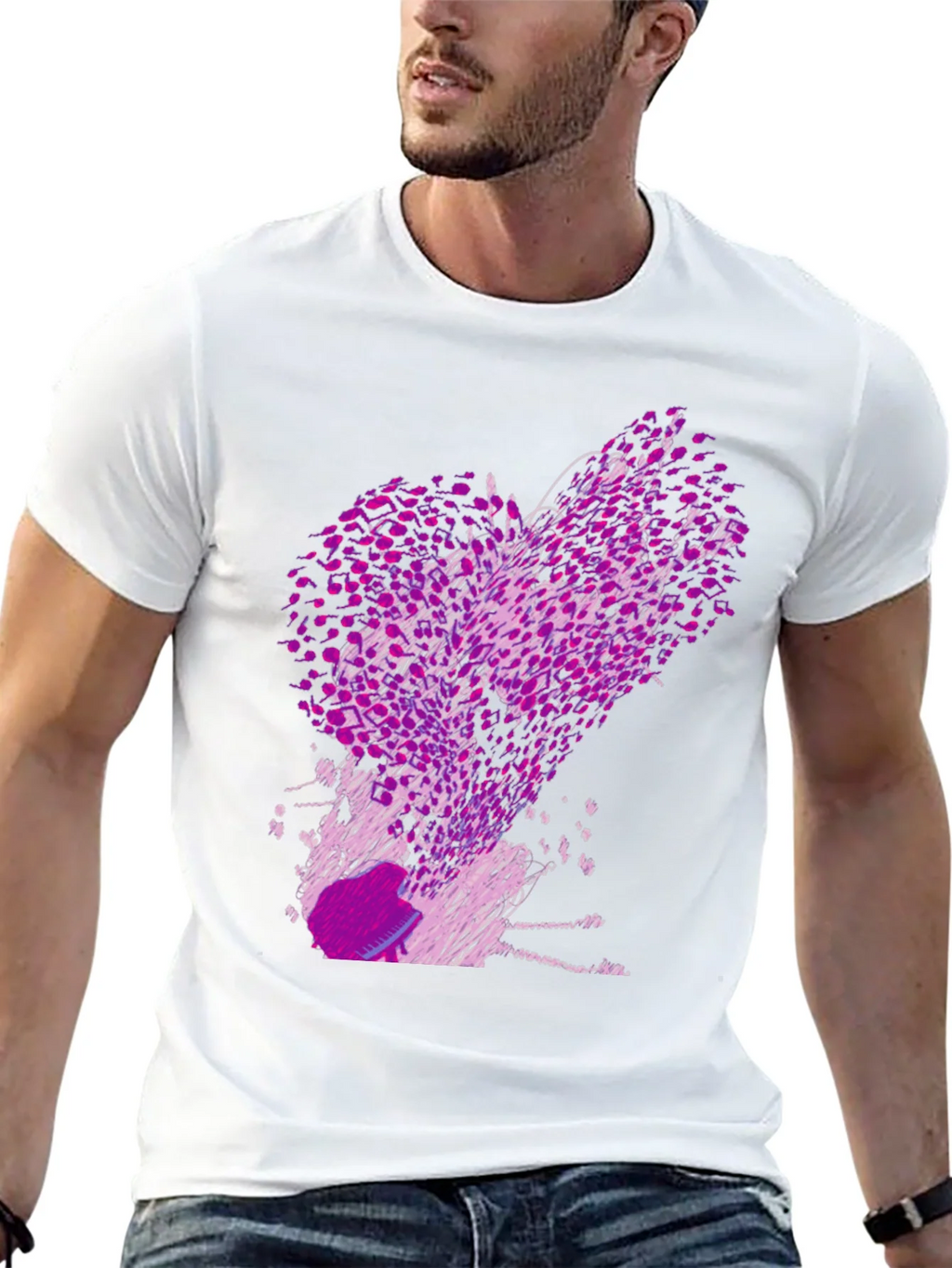 Abstract Purple Print Black T-Shirt product image 12