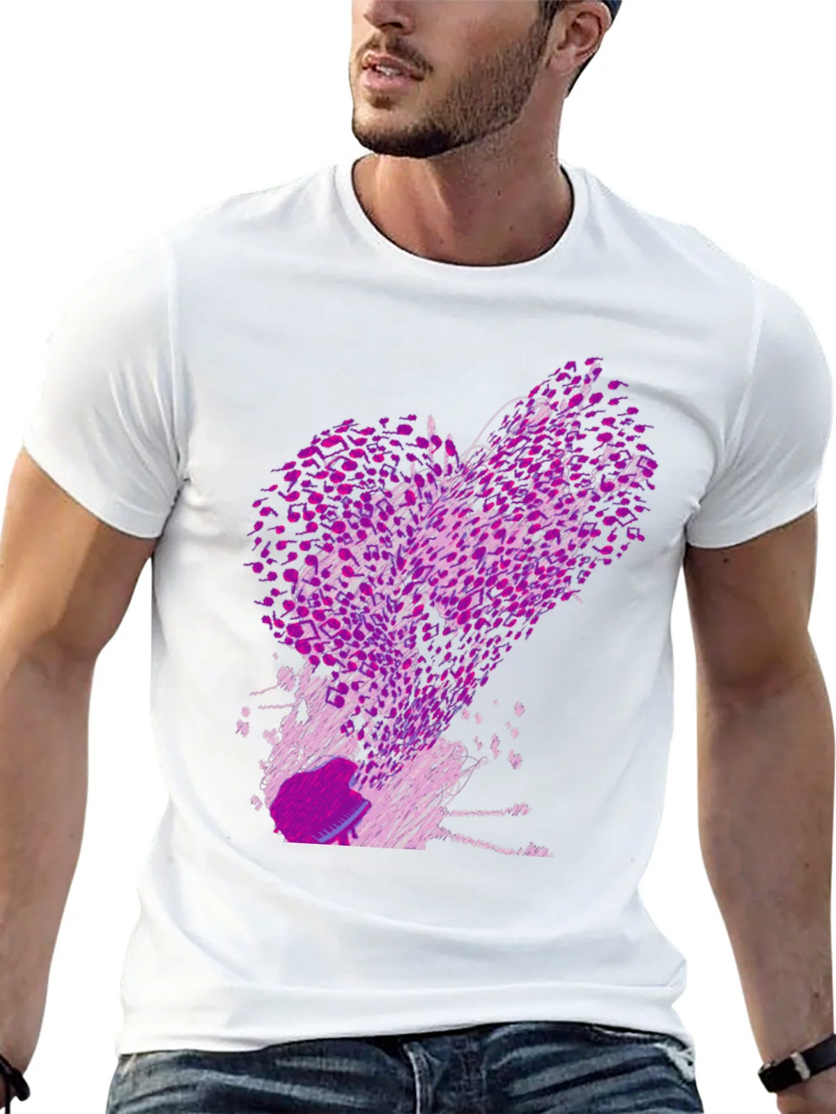 Abstract Purple Print Black T-Shirt product image 12