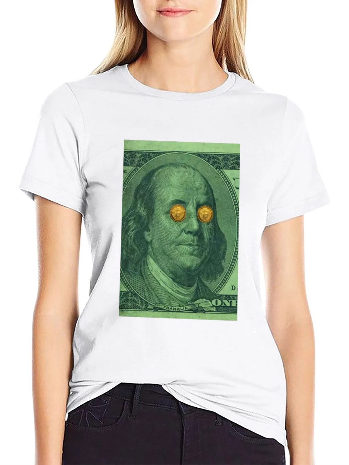 Bitcoin Eyes Benjamin Franklin Graphic Tee product image 8