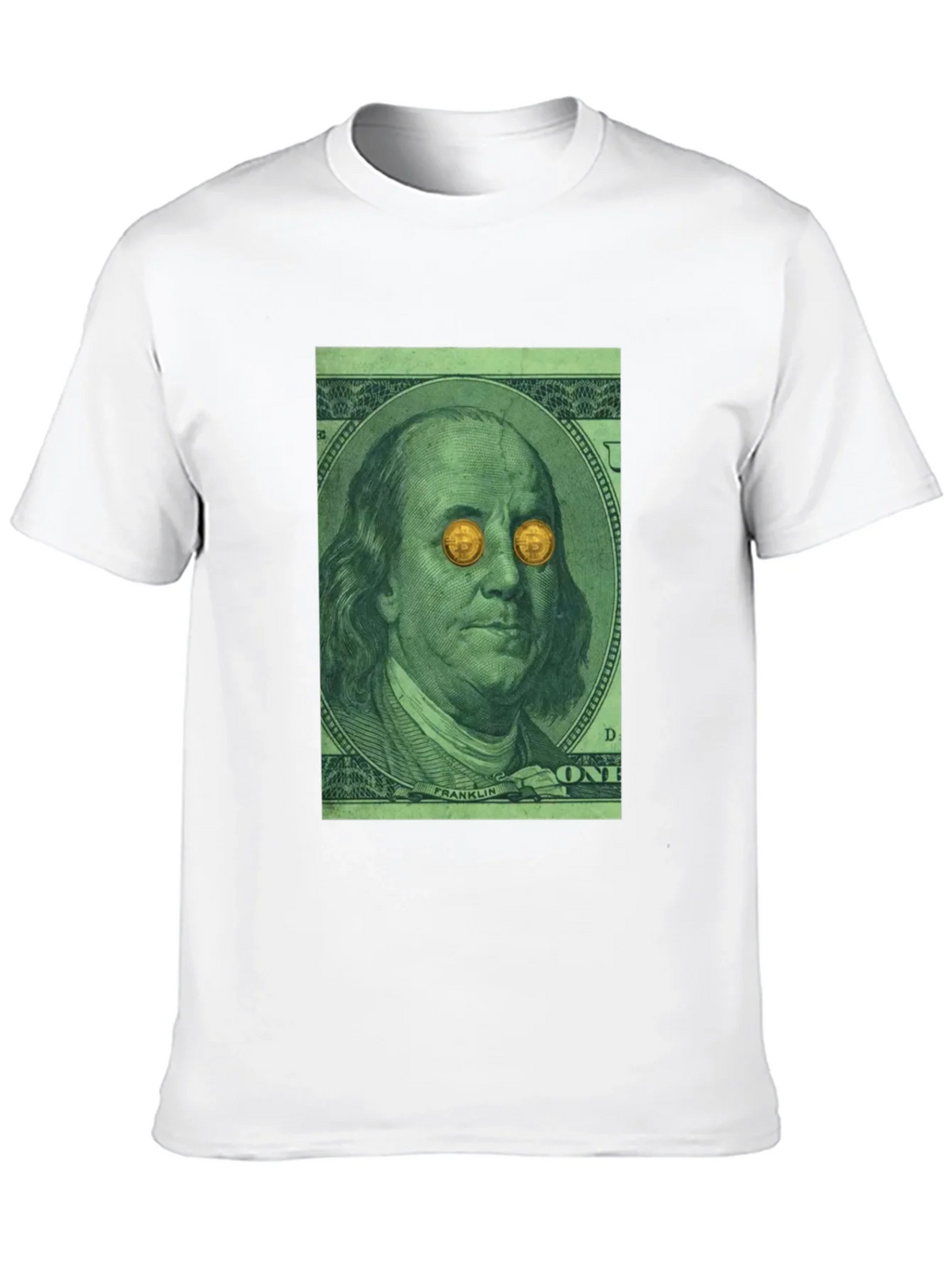 Bitcoin Eyes Benjamin Franklin Graphic Tee product image 9