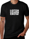 Listen Learn Grow Graphic Tee - Black Cotton T-Shirt product image 1