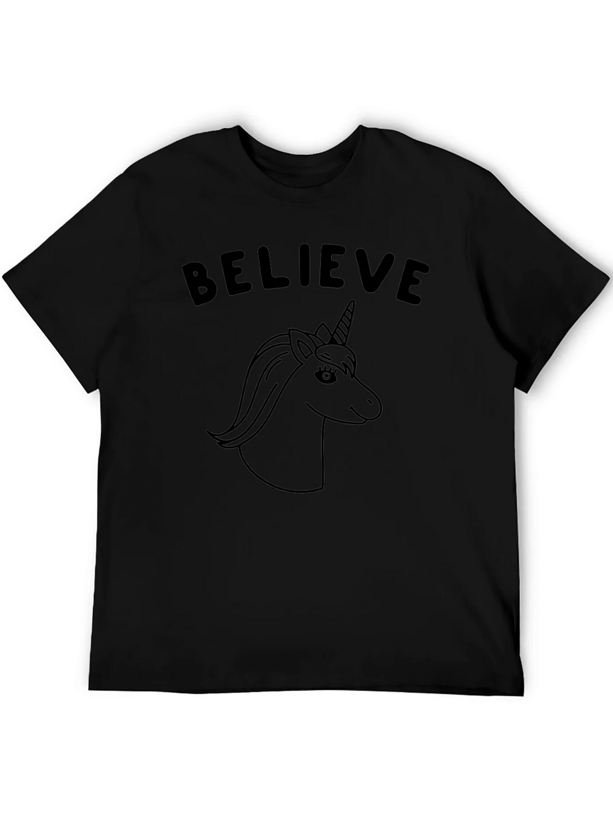 Believe Unicorn Graphic Tee - Black Cotton Casual product image 5