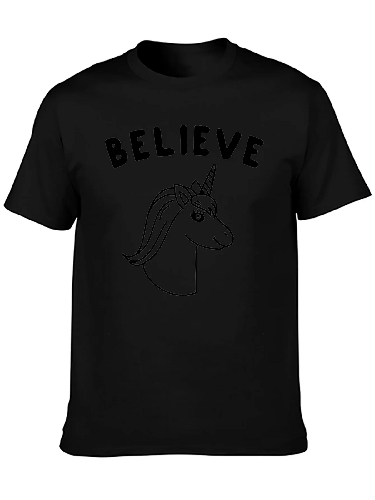 Believe Unicorn Graphic Tee - Black Cotton Casual product image 3
