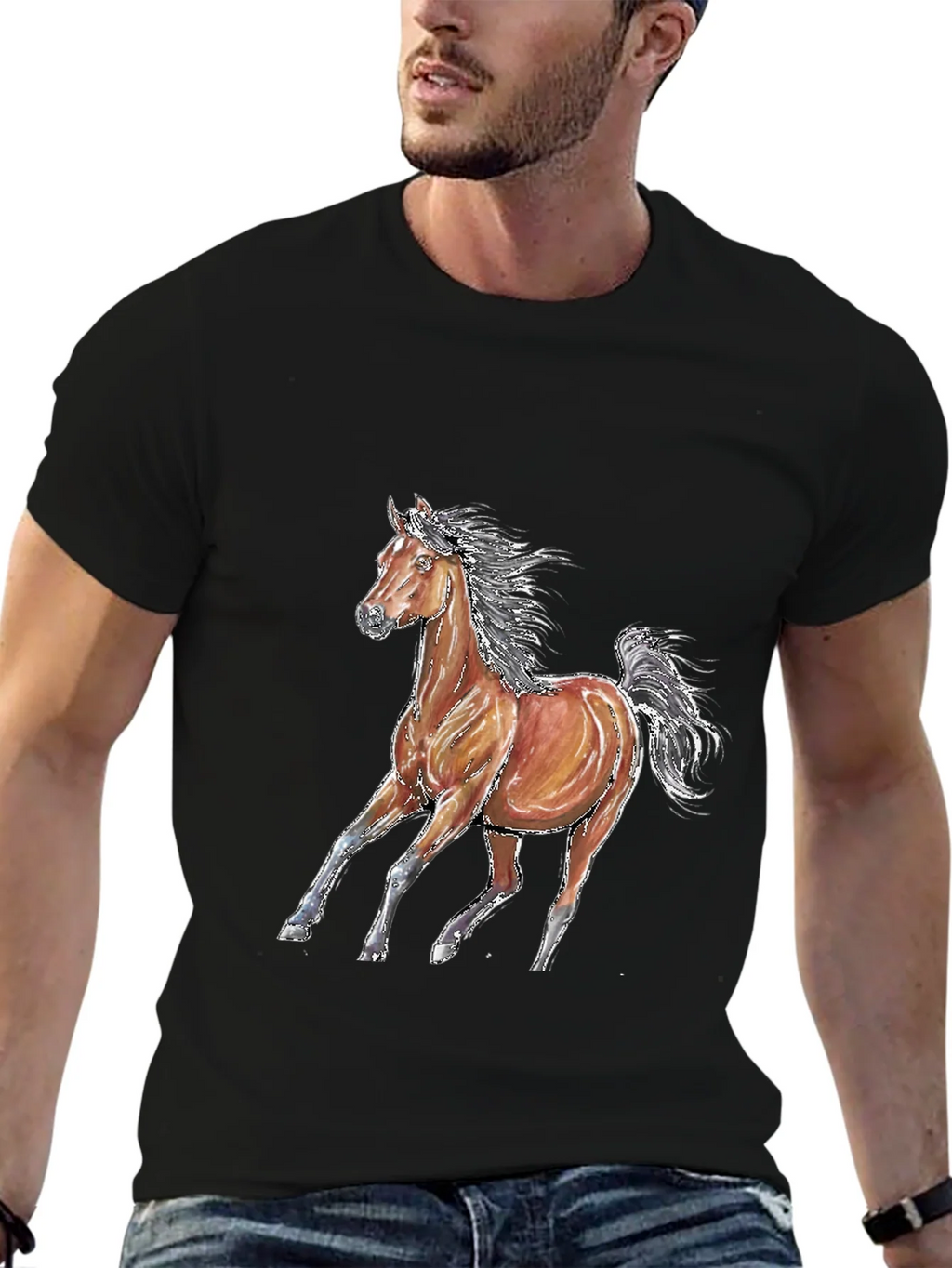 Horse Graphic T-Shirt - Unisex Black Tee product image 6
