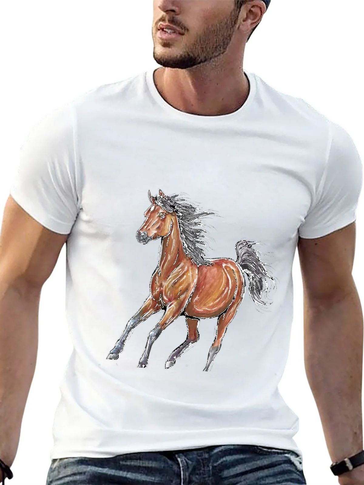 Horse Graphic T-Shirt - Unisex Black Tee product image 12