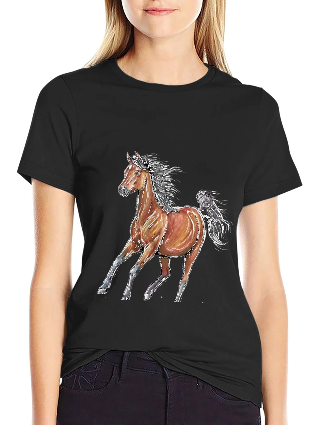 Horse Graphic T-Shirt - Unisex Black Tee product image 2