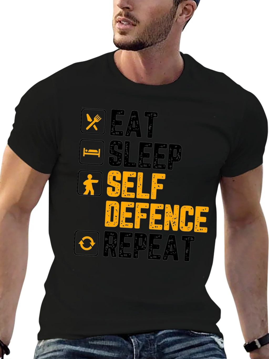 Eat Sleep Self Defence Repeat Graphic T-Shirt product image 6