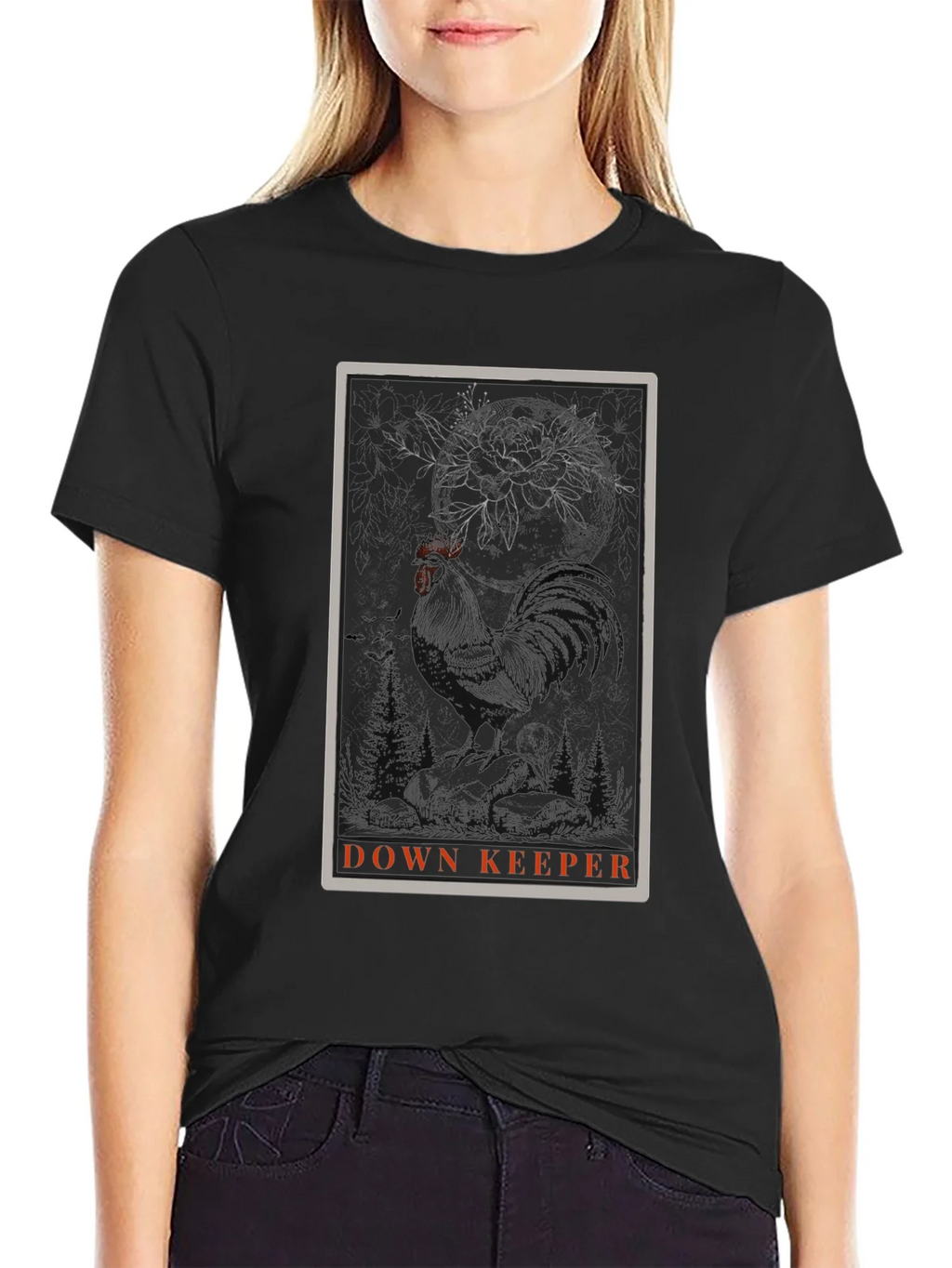 Down Keeper Graphic Tee - Black Cotton Blend product image 2