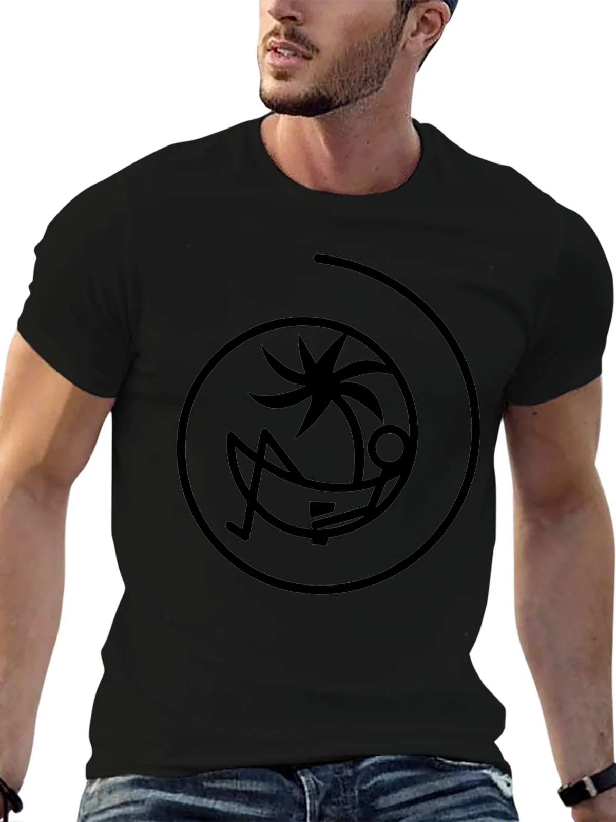 Relaxing Palm Tree Black T-Shirt product image 6