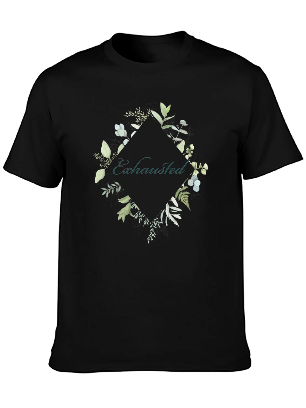 Exhausted Botanical Graphic Tee - Black Cotton Shirt product image 3