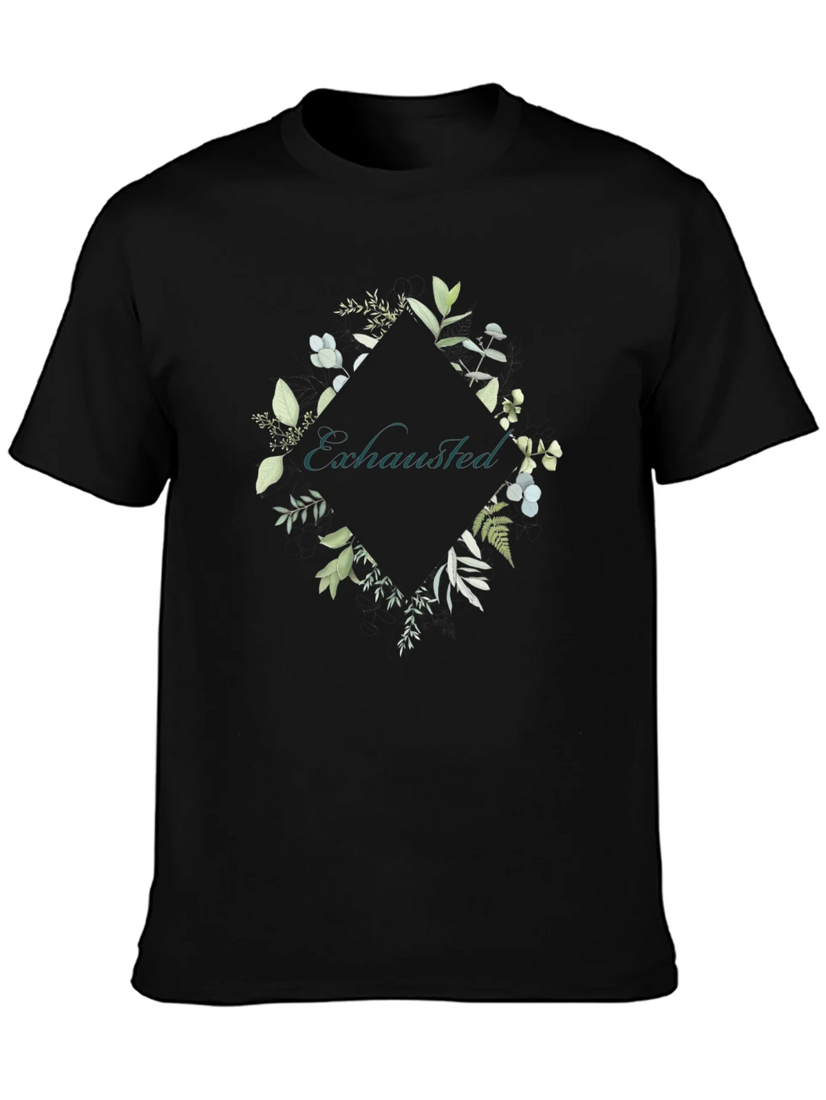 Exhausted Botanical Graphic Tee - Black Cotton Shirt product image 3