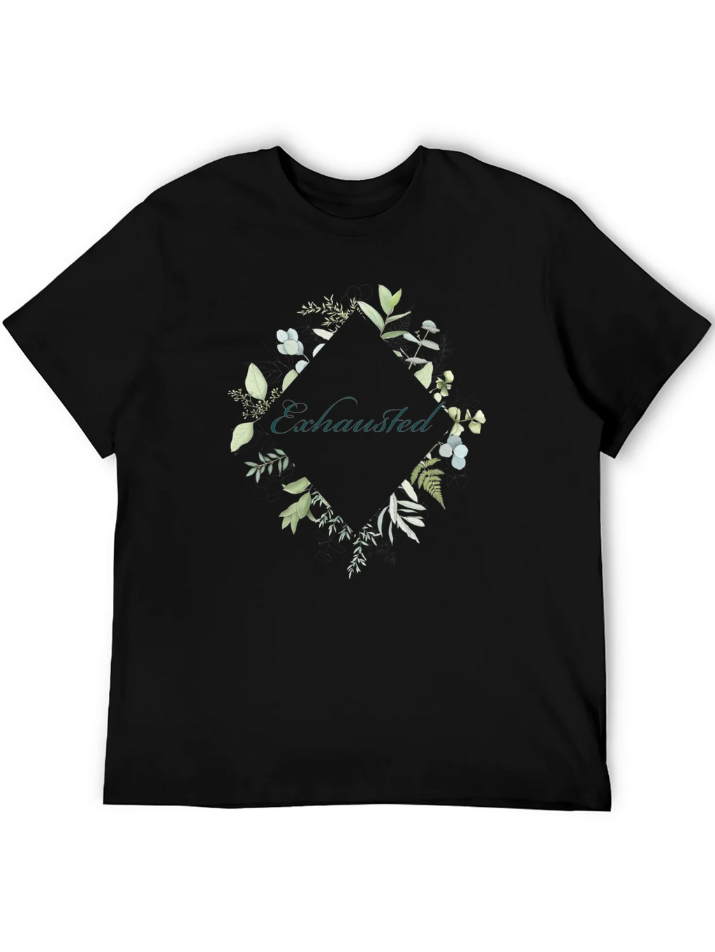 Exhausted Botanical Graphic Tee - Black Cotton Shirt product image 5