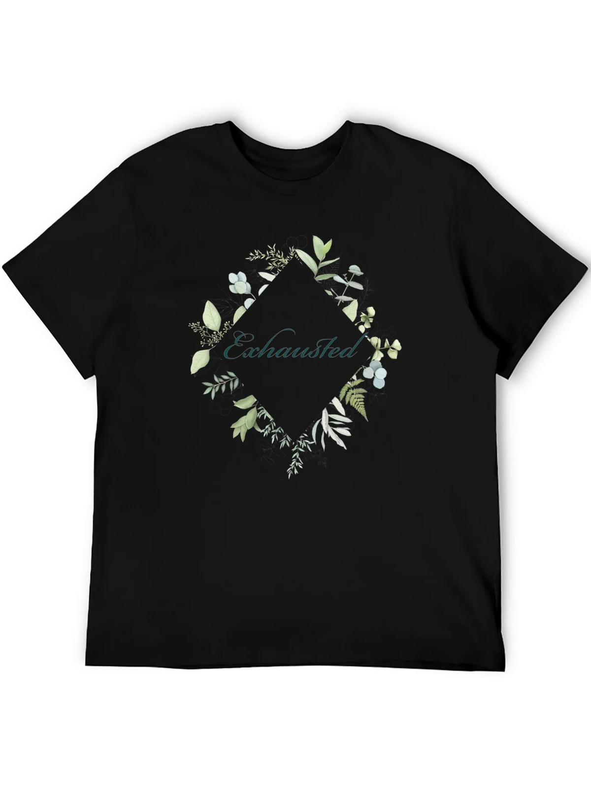 Exhausted Botanical Graphic Tee - Black Cotton Shirt product image 5