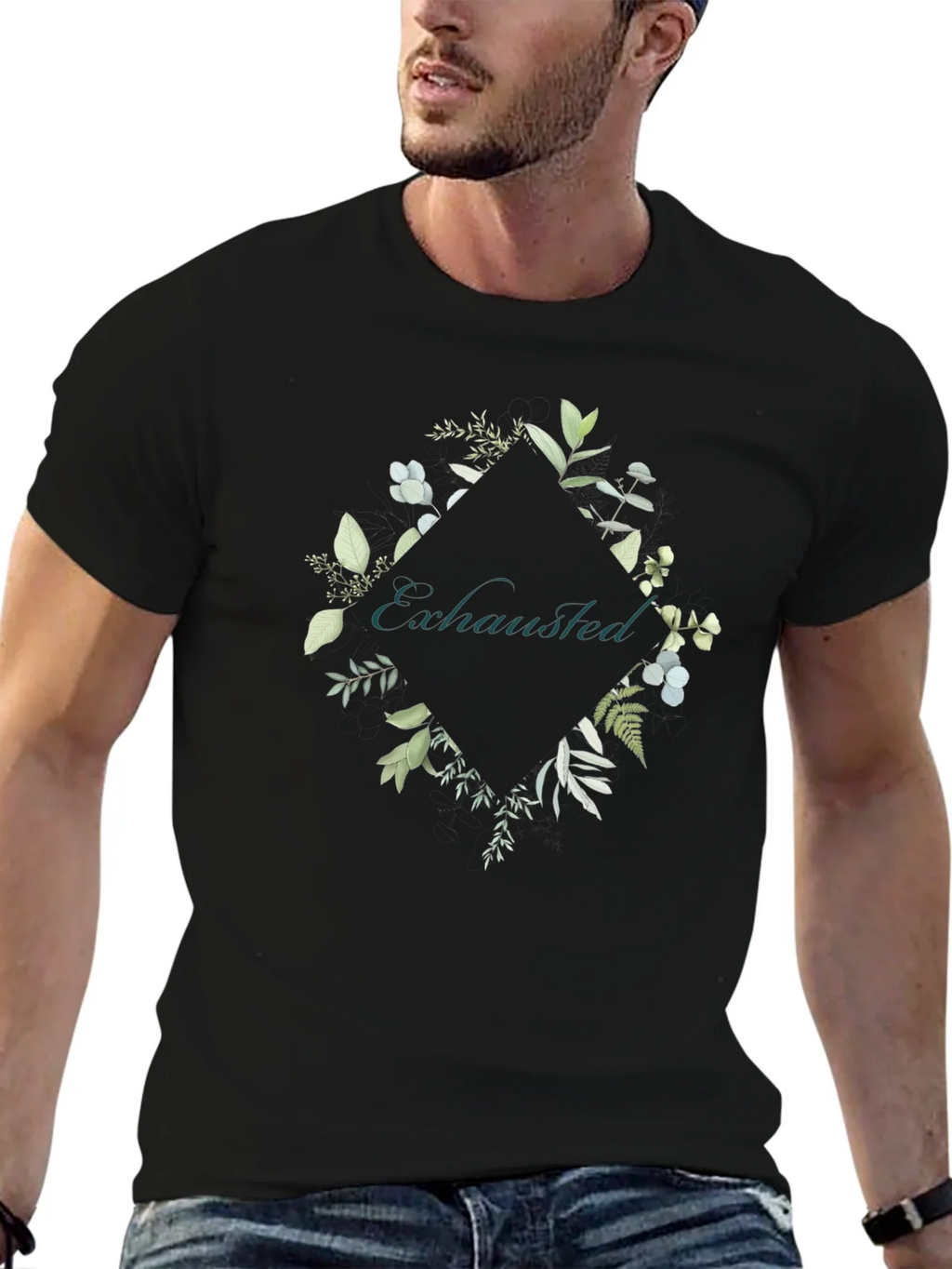 Exhausted Botanical Graphic Tee - Black Cotton Shirt product image 6