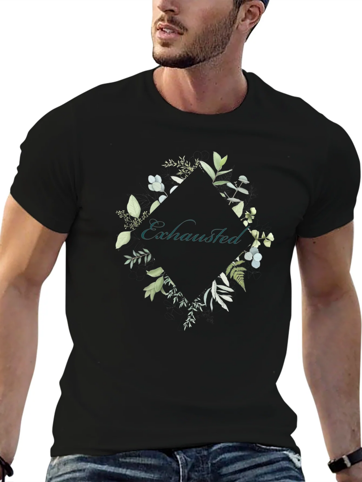 Exhausted Botanical Graphic Tee - Black Cotton Shirt product image 6