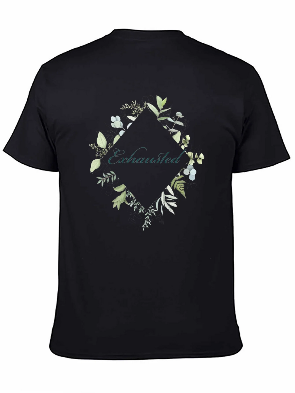 Exhausted Botanical Graphic Tee - Black Cotton Shirt product image 4