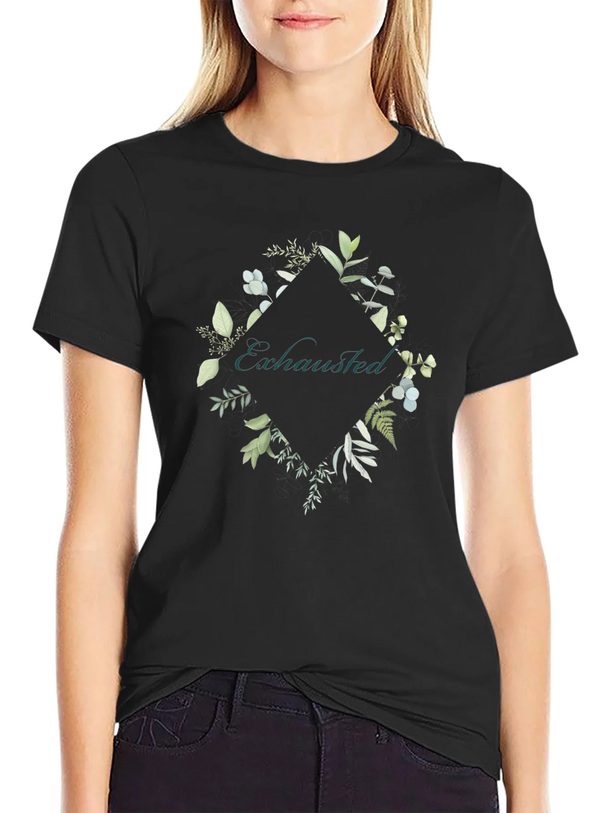 Exhausted Botanical Graphic Tee - Black Cotton Shirt product image 2