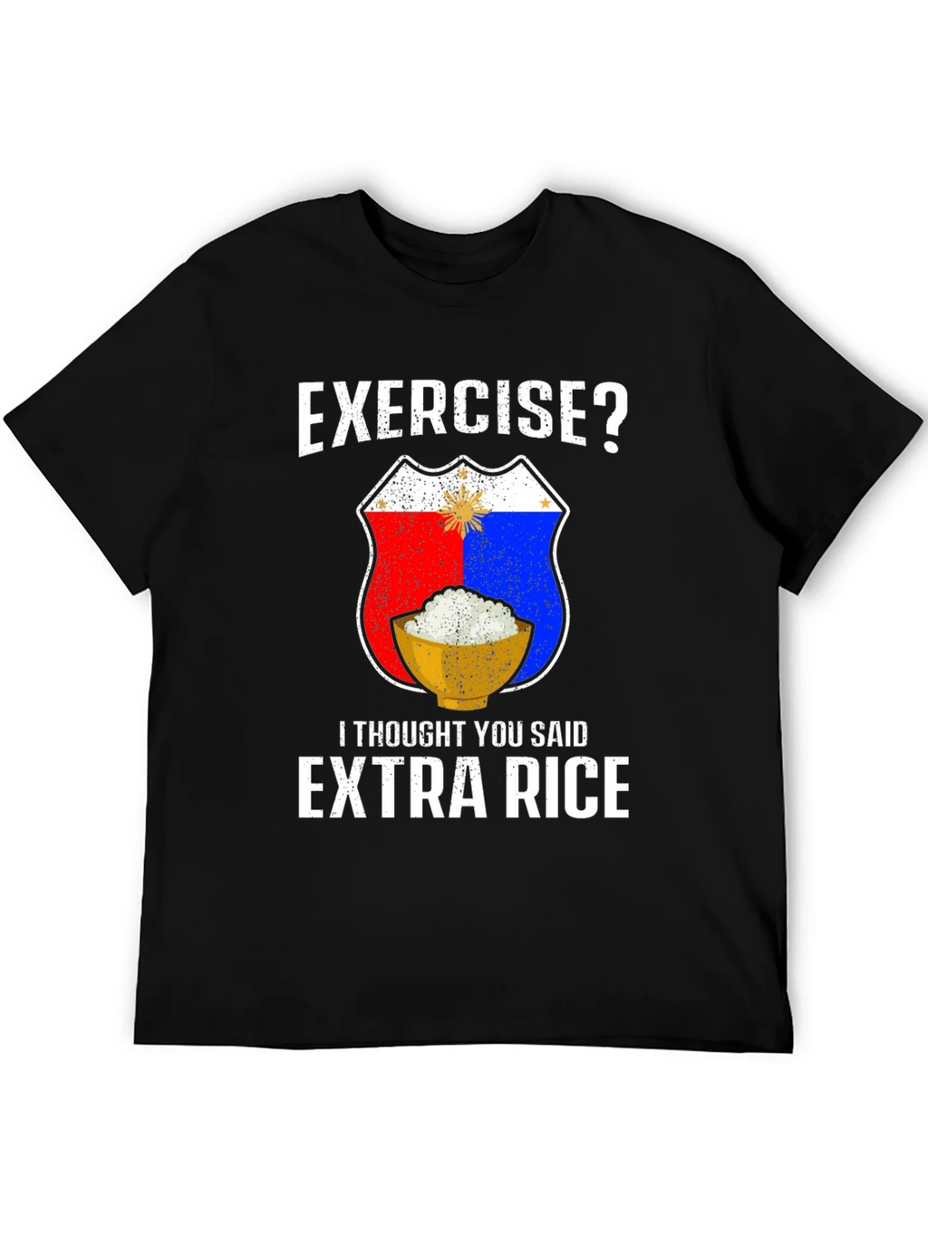 Exercise? Extra Rice Black Graphic T-Shirt product image 5