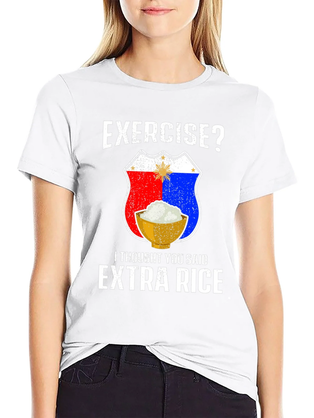 Exercise? Extra Rice Black Graphic T-Shirt product image 8