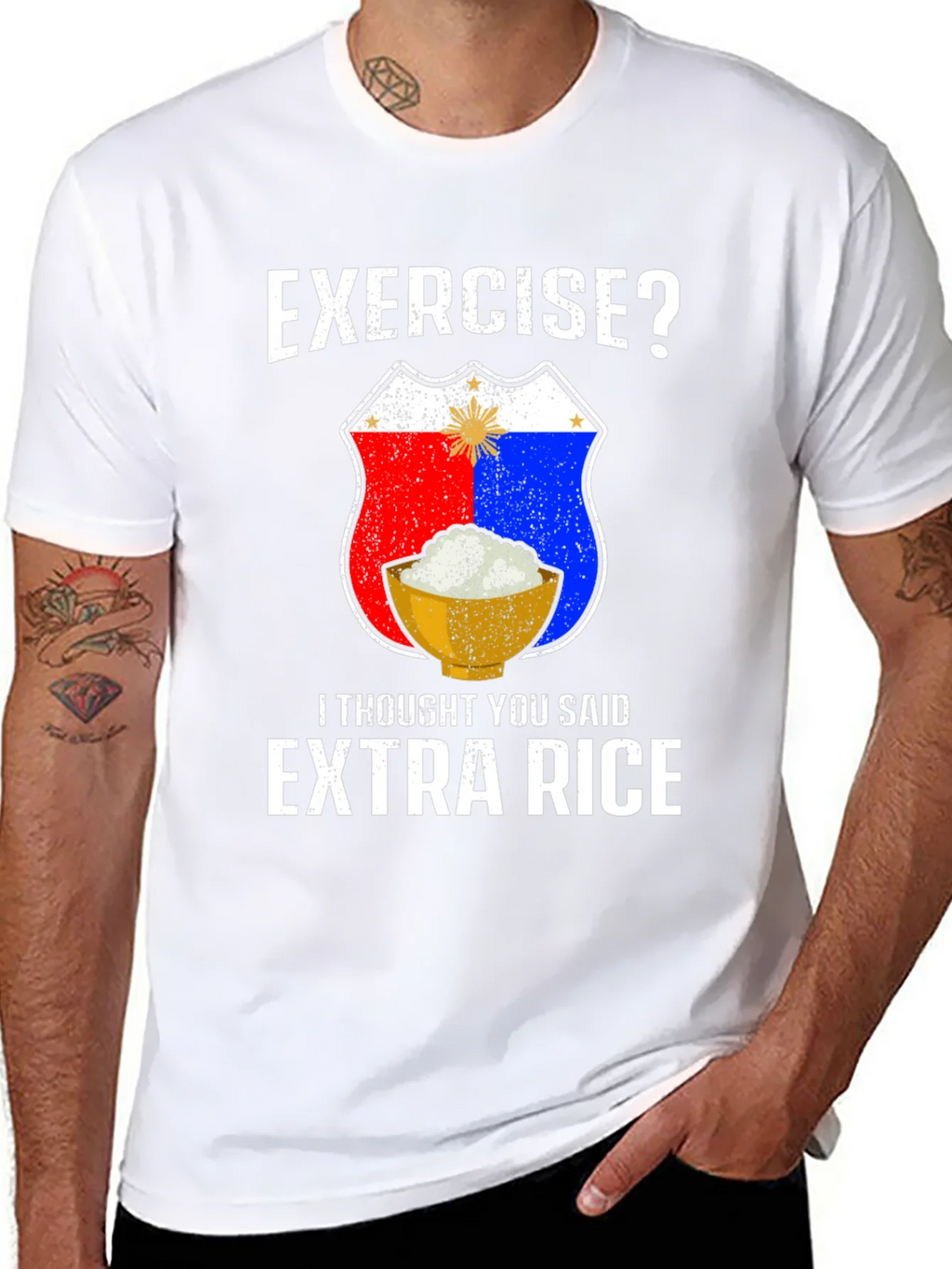 Exercise? Extra Rice Black Graphic T-Shirt product image 7