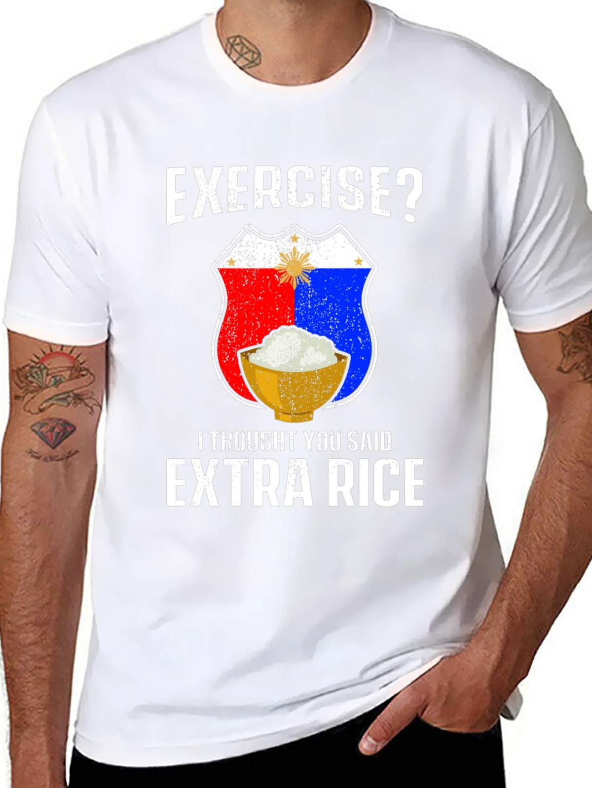 Exercise? Extra Rice Black Graphic T-Shirt product image 7