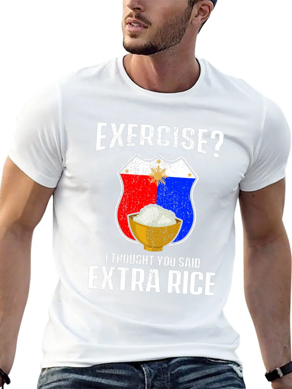 Exercise? Extra Rice Black Graphic T-Shirt product image 12