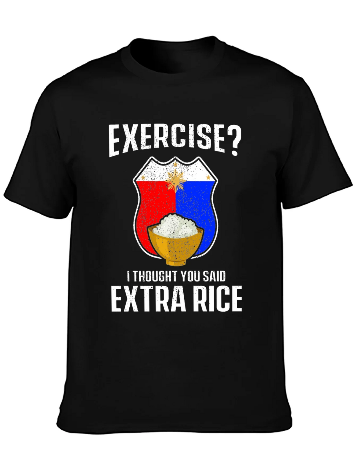 Exercise? Extra Rice Black Graphic T-Shirt product image 3